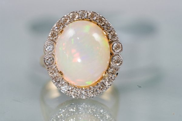 9.65 Carat Opal and Diamond Ring
