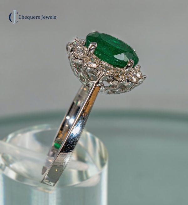 1.64 Carat Emerald and Diamond Ring