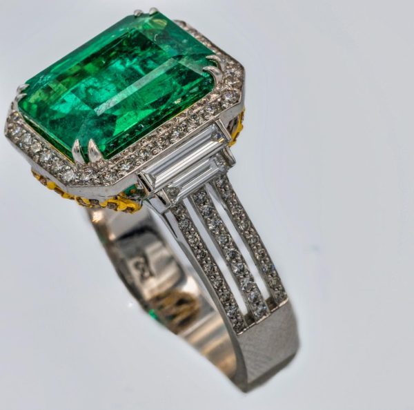 Large Emerald and Diamond Ring