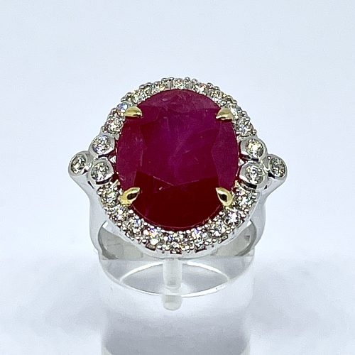 Large Oval Cut Ruby and Diamond Ring