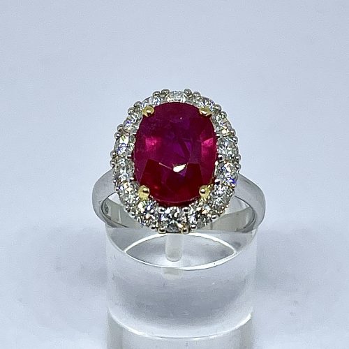 Oval Cut Ruby and Diamond Ring