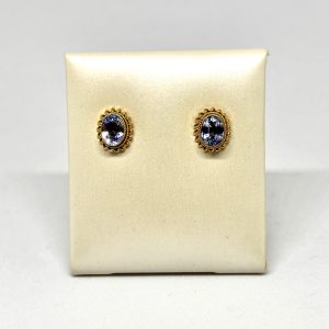 Gold Blue Topaz Earrings