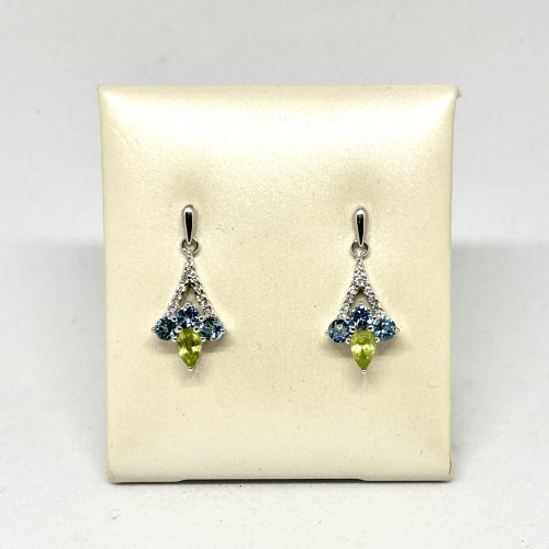 Silver Blue Topaz Peridot Earrings